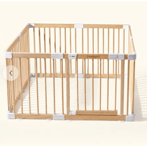 Harppa Grovi GREENGUARD Gold Wooden Baby Gate Playpen | Non-Toxic Foldable DIY Adjustable Play Yard for Infants & Toddlers – Natural Finish Baby Fence for Small & Large Spaces
