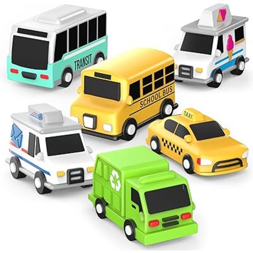 Tub Works® Vehicles™ Bath Cars Mold Free Bath Toys, 6 Pack | Sealed, No Hole Bath Toys Design Keeps Moisture Out | Soft, Squeezable & Float on Water | Fun Baby & Toddler Bath Toys | City Car Bath Toys