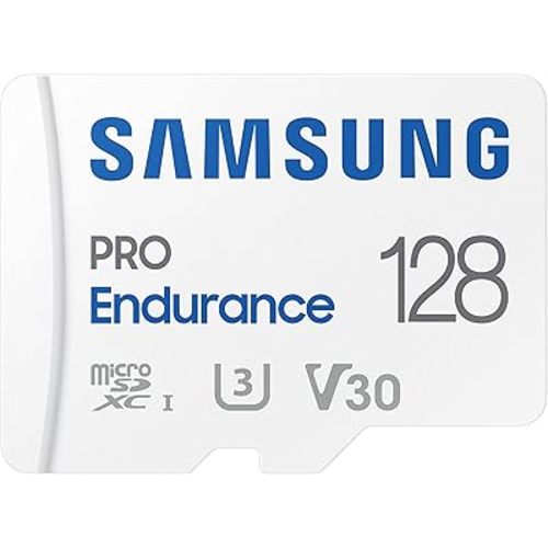 Samsung PRO Endurance 128GB MicroSDXC Memory Card with Adapter for Dash Cam, Body Cam, and Security Camera – Class 10, U3, V30 (‎MB-MJ128KA/AM)