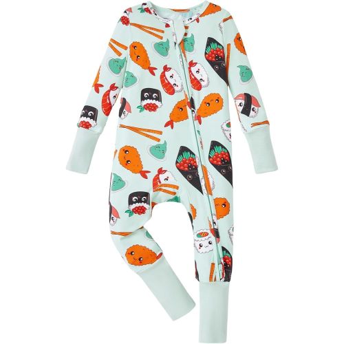 PATPAT Baby Pajama with Bamboo Viscose, Footie Jumpsuit Romper with 2-Way Zipper for Baby Boy Girl Toddler Sleeper Sleepwear