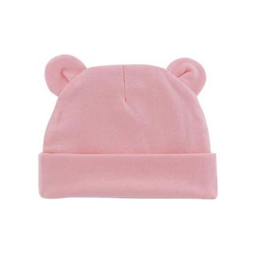 Alvage Newborn Hospital Hat 0-12Months Preemie Boys Girls Beanie Solid Infant Baby Ears Bonnet Infant Cotton Hats 1pc - Pink