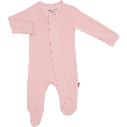 Magnetic Me Footie Pajamas Soft Modal Baby Girls Sleepwear Quick Magnetic Fastener Sleeper Solid Pink Dogwood 0-3 Months