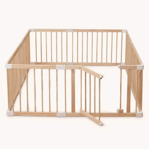 HARPPA Wooden Baby Gate Playpen | Non-Toxic Foldable DIY Adjustable Play Yard for Infants & Toddlers – Natural Finish Baby Fence for Small & Large Spaces