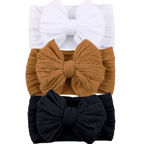 3-Pack Cable Bows, Black/White/Almond