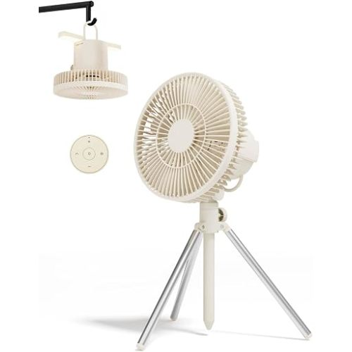 Camping Fan, 10000mAh Rechargeable Tent Fan with Remote Control