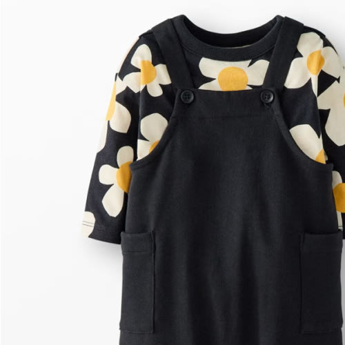 Baby Long Sleeve T-Shirt & French Terry Overalls Set | Hanna Andersson