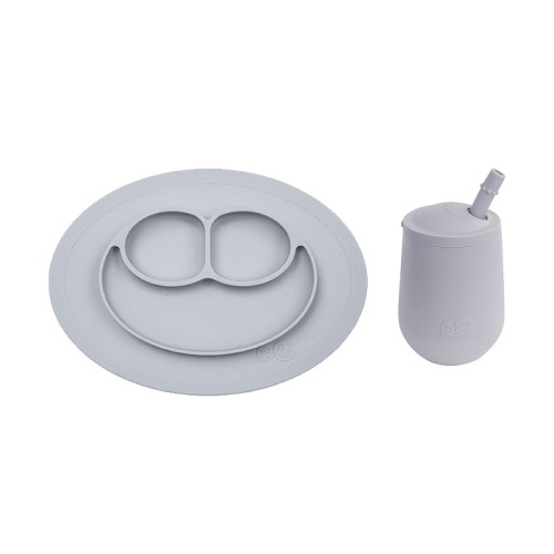 Pottery Barn Kids Mat & Cup Feeding Set-Pewter