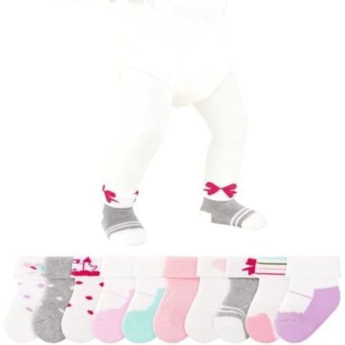 10 Pairs Baby Socks Preemie Newborn Baby Girls Boys Terry Cotton Turn Cuff Socks for 0-3 Years