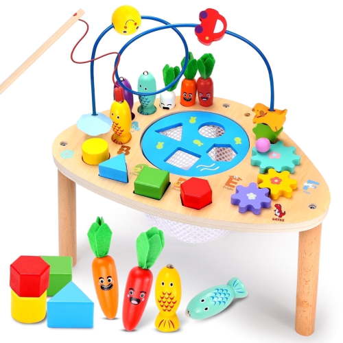 Free Shipping! oathx Wooden Baby Activity Table Toys Bead Maze Montessori Educational Learning for 1-4 Year Olds