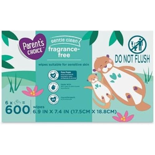 Parent's Choice Fragrance Free Baby Wipes, 600 ~ White ~ 1 Pack