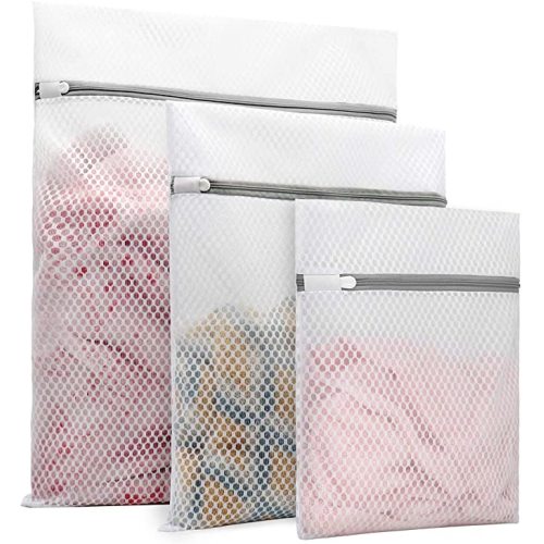 Muchfun 5Pcs Durable Honeycomb Mesh Laundry Bags for Delicates (1Large, 2Medium, 2Small)