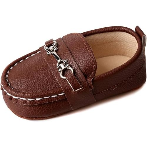 LONSOEN Baby Girls Boys Loafers Prewalker Dress Crib Shoes