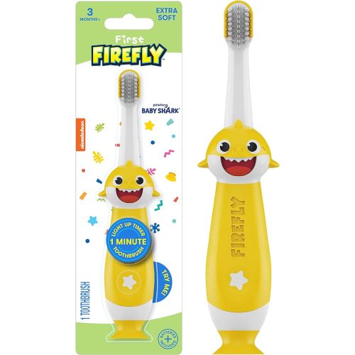 FIREFLY First Firefly Training Light Up Toothbrush, Baby Shark, Yellow