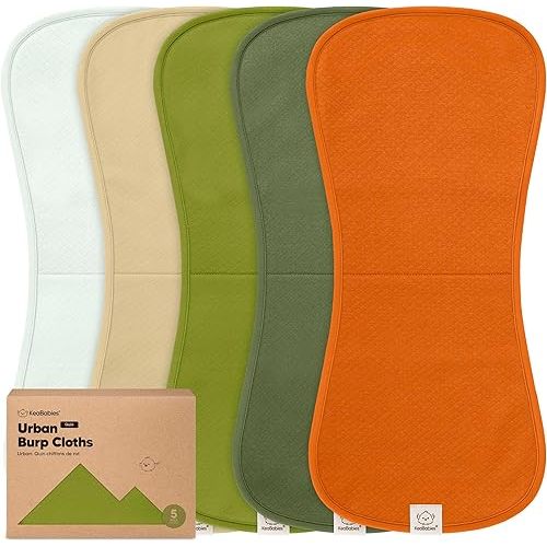 KeaBabies 5-Pack Organic Burp Cloths Baby Girl, Boy - Extra Large, Absorbent Baby Burp Cloths, Soft Burping Cloths for Babies, Newborn Burp Clothes, Cotton Burp Rags, Neutral Thick Burp Cloth (Palms)