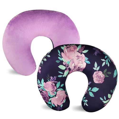TANOFAR Nursing Pillow Cover 1 Pack, Stretchy Removable Nursing Cover for Breastfeeding Pillows, Ultra Soft Snug Fits On Newborn Feeding Pillow Case for Baby Girls/Boys, Purple Flower