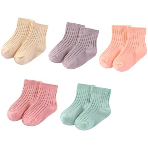 MAMIMAKA Unisex Baby Socks Breathable Soft Cotton Ankle Socks for Baby Boy and Girl, 5 Pack