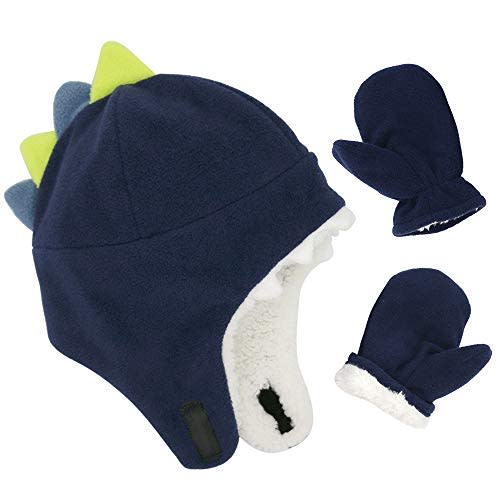 Baby Boy Sherpa Hats and Mittens Set Toddler Gloves Warm Fleece Winter Hat Baby Girl