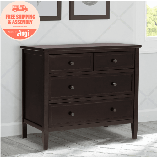 Delta Children Epic 3 Drawer Dresser with Interlocking Drawers - Greenguard Gold Certified, Walnut Espresso