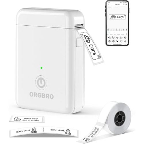 ORGBRO Label Maker Machine with Tape, X1 Bluetooth Mini Label Printer