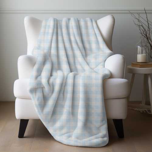 Light Blue Gingham Check Blanket Blue Checkered Throw Rustic Country Blanket Plaid Blue Blanket Blue Nursery Decor Country Cottage Blanket