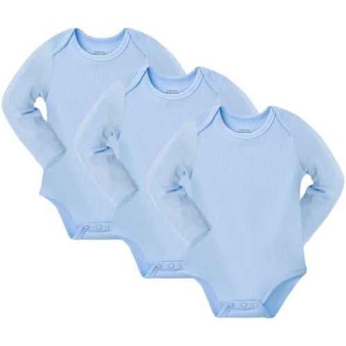 NMK Baby Bodysuits 3-Pack，Soft Rayon From Bamboo Short and Long Sleeve Onesie，Unisex for Newborns 0-12 Months