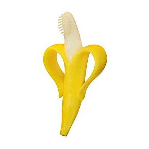 Baby Banana Infant Toothbrush, Oral Hygiene Training, Soothes Sore Gums, 4.33" x 0.39" x 7.87", BR003 Yellow Banana