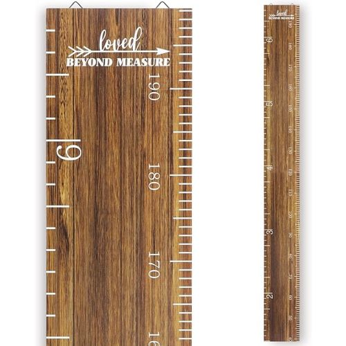 Eersida Growth Chart for Wall Kids Height Growth Chart Wooden Ruler Nursery Wall Decor Boys Girls Height Measurement Loved Beyond Measure for Room Hanging Decor(Novel Style)