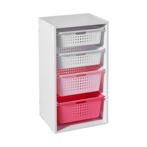 Your Zone Kids Sliding Bin Organizer with 4 Storage Bins, Pink