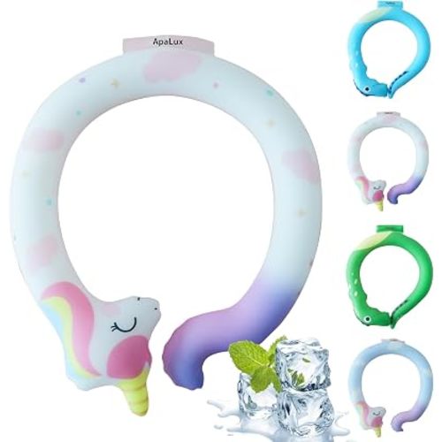 Neck Cooling Tube Kids Reusable Ice Ring Neck Cooler Tube for Kids Ice Ring Wearable Body Cooling Products for Outdoor Indoor, Relief for Hot Flashes and Summer (Pink Pony)