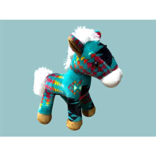 Turquoise Plush Stuffed Horse: Fleece Native American Toy