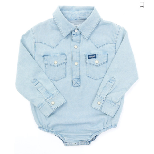 Wrangler Infant Boys' Long Sleeve Collared Onesie