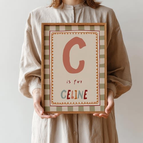 Baby Name Sign – Custom Nursery Name Poster, Personalized Gift for Boy Room Decor, Initial Print for Kids Name Art (Digital Download)
