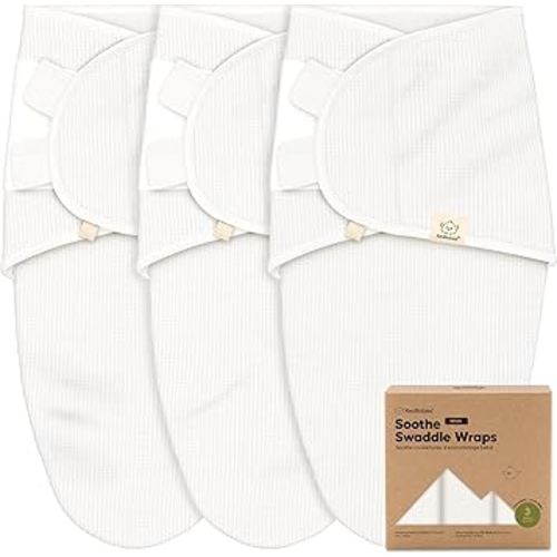 3-Pack Organic Swaddles for Newborns, Baby Sleep Sacks 0-3 Months - Baby Swaddle Wrap, Newborn Wearable Blanket, Infant Sleep Sack for Girls, Boys, Soft & Snug, Large Hook & Loop Closure (Soft White)
