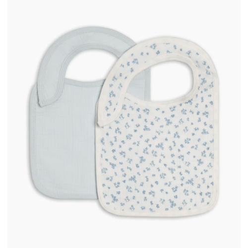 2-Pack Muslin Bibs- Rosebay Floral + Powder
