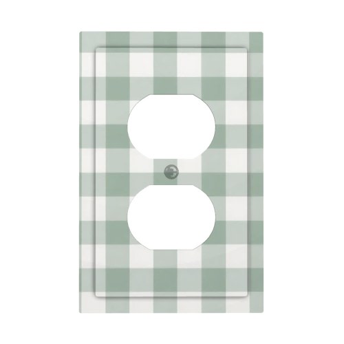 Sage Green Gingham Light Switch Cover - Double Gang Duplex