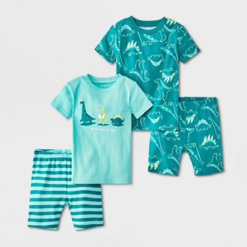 Carter's Just One You® Toddler Boys' 4pc Short Sleeve Dinosaurs Cotton Pajama Set - Teal/Green 2T