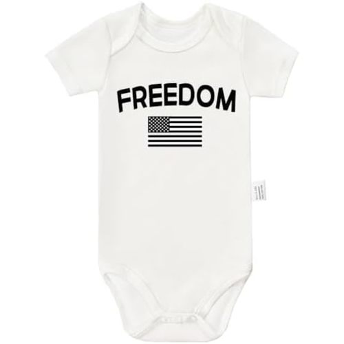 Freedom Patriotic Bodysuit With USA Flag Clothes, Baby Christmas Outfit, Cute Infant Fashion Short Sleeve Clothing