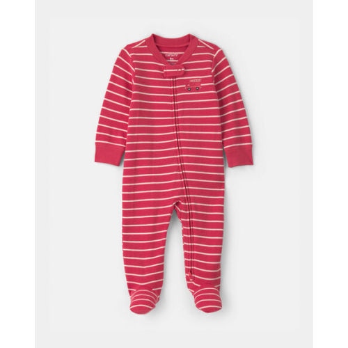 Baby Boy Firetruck Striped 100% Cotton 2-Way Zip Sleep & Play Pajamas - Red | Carter's