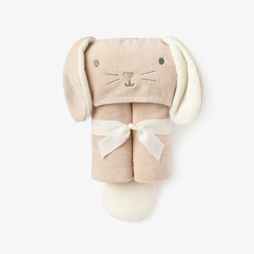 Taupe Bunny Hooded Baby Bath Wrap – Elegant Baby