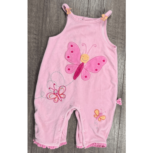 Baby Girl Clothes Koala Baby 3-6 Month Pink Velour Butterfly Overalls