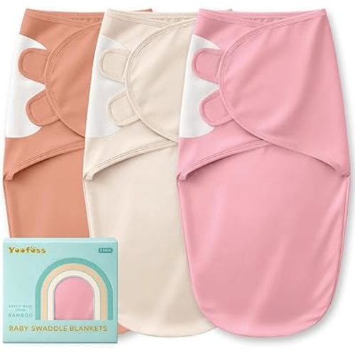 Yoofoss Baby Swaddle for Newborns 0–3 Months, Rayon Made from Bamboo Swaddle, Noiseless Closure Swaddle Sack, Soft Breathable & Durable Snug Fit