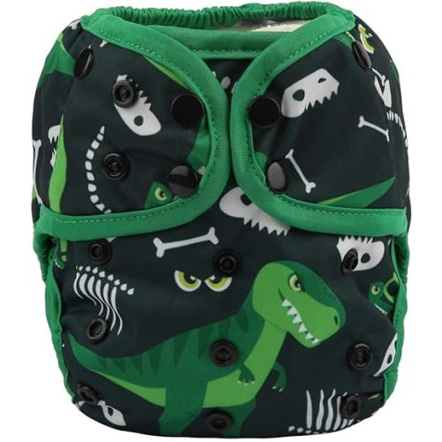 Baby Diaper Cover Nappy One Size 8lbs to 36lbs for Boys (Green Dinosaurs)