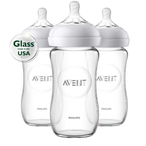 Philips Avent Natural Glass Baby Bottle, 8oz, 3pk, SCF703/37