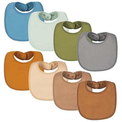 Tiny Twinkle 8 Pack Baby Food Bibs for Eating - Waterproof & Absorbent 6-12 Months Infant Bibs, OEKO-TEX Certified Drooling Bibs for Baby Led Weaning(Boy Set 8-Pack)