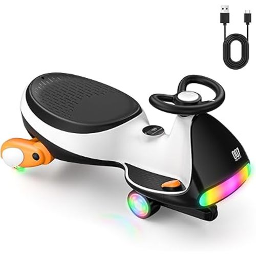 FanttikRide N7 Ultra Electric Wiggle Car with Pedal, Kids Car, MagicMute Motor Swing Car, 2 Speeds Max 4 Mph, 9 Color Modes, Digital Display, Bluetooth, for Ages 3 and Up, 150 Lbs, Penguin Black