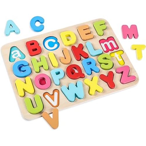 Aile Toddler Wooden Preschool Learning Alphabet Peg Puzzle Board Toys