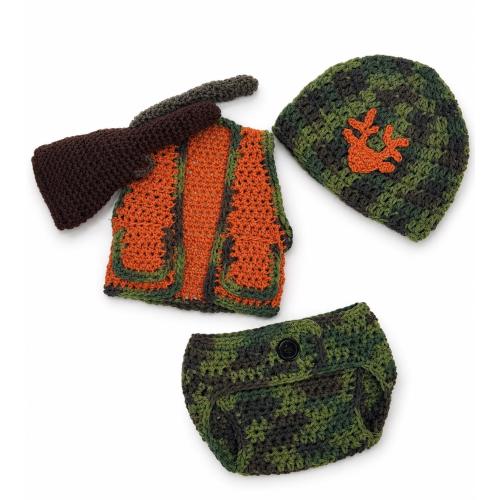 Baby Hunter Crochet Outfit, Camo Baby Photo Prop, Deer Hunting Baby Costume, Newborn Boy Outfit, Baby Shower Keepsake