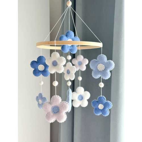 Felt Floral Baby Mobile – Daisy Mobile – Handmade Felt Decor, Crib Decoration, Nursery Decor, Newborn Baby Gift, Baby Shower Present