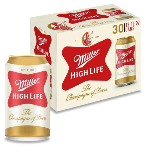 Miller High LifeAmerican Beer, 30 Pack, 12 fl oz Aluminum Cans, 4.6% ABV