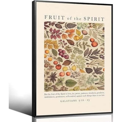 Fruit of The Spirit Canvas Wall Art, Christian Bible Verse Poster, Galatians 5:22-23 Love Joy Peace Patience Scripture Print, Religious Biblical Spiritual Artwork for Prayer 16x24in Unframed